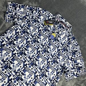 RLX Ralph Lauren Polo Shirt Mens 2XL Aztec Geometric Print Golf Performance NEW